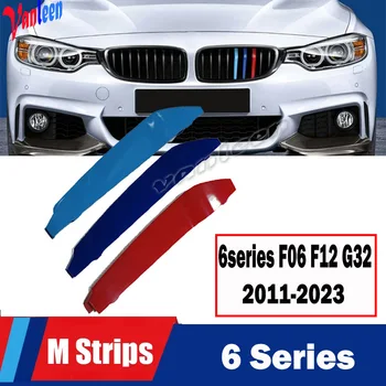 3D M Полосы отделки передней решетки радиатора, наклейки на решетку радиатора для 2010-2015 BMW 6 серии F12 F13 F06 650 640 Купе-кабриолет Gran Coupe