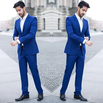 Новейший дизайн пальто и брюк, свадебные костюмы, Королевский синий мужской деловой пиджак, облегающий смокинг жениха, 2 шт. облегающий костюм Terno Masculino