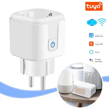 Tuya WiFi EU Smart Plug Розетка Монитор питания Розетка 16A Дистанционный таймер электрического управления для Google Home Alexa Smart Life Plug
