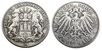 Копия Германии 2 марки, посеребренные монеты 1893 года, Посеребренные копии монет