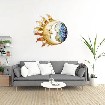 Новое металлическое Солнце, Луна, Небесные Металлические настенные украшения, художественные фрески, садовое искусство для сада, спальни, домашнего декора стен